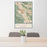 24x36 San Ramon California Map Print Portrait Orientation in Woodblock Style Behind 2 Chairs Table and Potted Plant