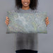 Person holding 20x12 Custom San Ramon California Map Throw Pillow in Afternoon