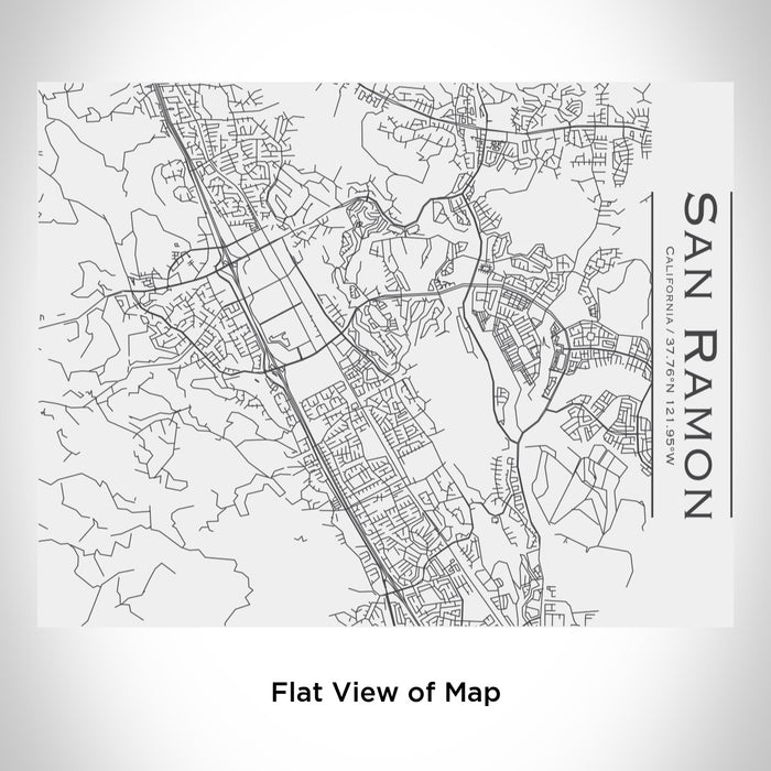 Rendered View of San Ramon California Map Engraving on 20oz Stainless Steel Insulated Bottle with Bamboo Top in White