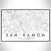 San Ramon California Map Print Landscape Orientation in Classic Style With Shaded Background