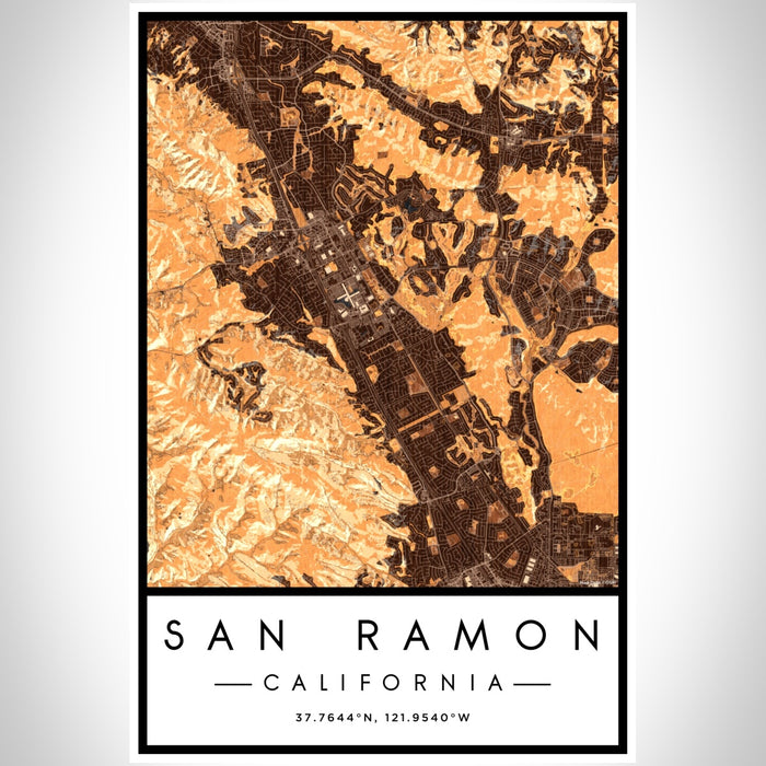 Sazn Ramon Map San Ramon - California Map Print in Ember — JACE Maps