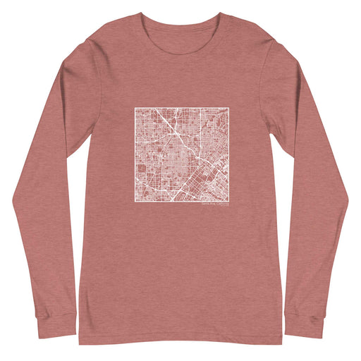 Santa Ana California  Map Unisex Long-Sleeve T-shirt with City inscription in Heather Mauve