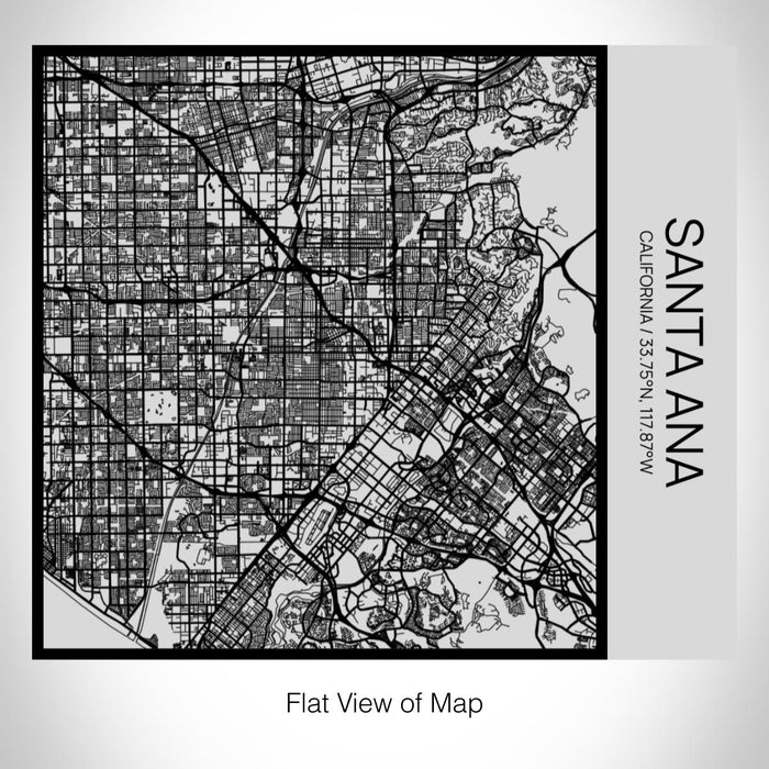 Rendered View of Santa Ana California Map on 17oz Stainless Steel Insulated Tumbler in Tactile Lines with Succulent in Background