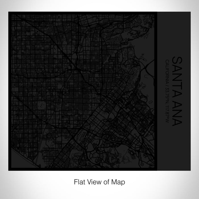 Rendered View of Santa Ana California Map on 17oz Stainless Steel Insulated Tumbler in Matte Black with Tactile Lines