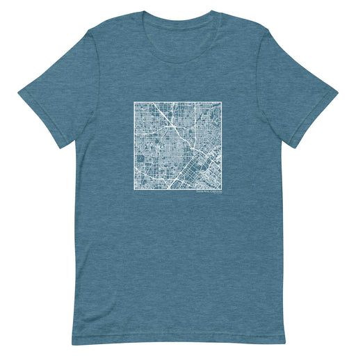 Santa Ana California  Map Unisex T-Shirt with City inscription in Heather Teal