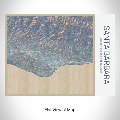 Rendered View of Santa Barbara California Map on 20oz Stainless Steel Insulated Bottle with Bamboo Top with printed afternoon style map