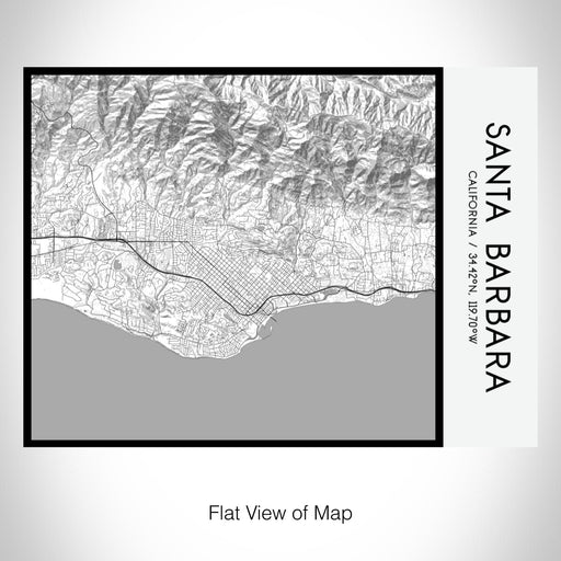 Rendered View of Santa Barbara California Map on 20oz Stainless Steel Insulated Bottle with Bamboo Top with printed classic style map