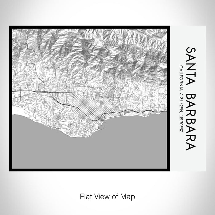 Rendered View of Santa Barbara California Map on 20oz Stainless Steel Insulated Bottle with Bamboo Top with printed classic style map