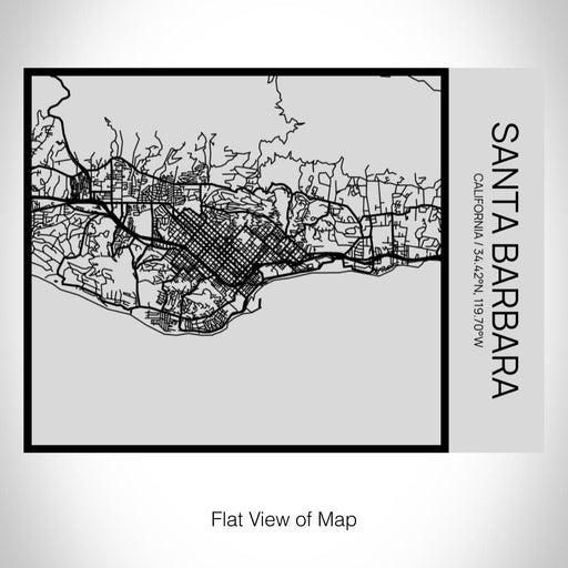 Rendered View of Santa Barbara California Map on 20oz Stainless Steel Insulated Bottle with Bamboo Top with printed Tactile Lines Map in Black