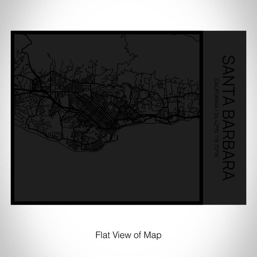 Rendered View of Santa Barbara California Map on 20oz Stainless Steel Insulated Bottle with Bamboo Top in Matte Black with printed Tactile Lines Map in Black