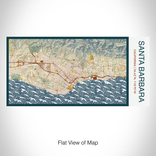 Rendered View of Santa Barbara California Map on 17oz Stainless Steel Insulated Bottle with printed woodblock style map