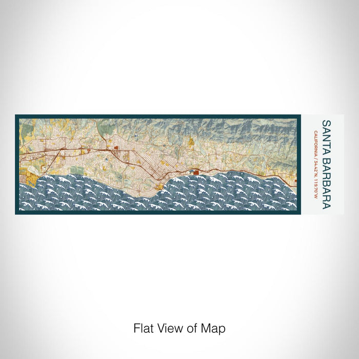 Rendered View of Santa Barbara California Map on 10oz Stainless Steel Insulated Cup in Woodblock with Sliding Lid