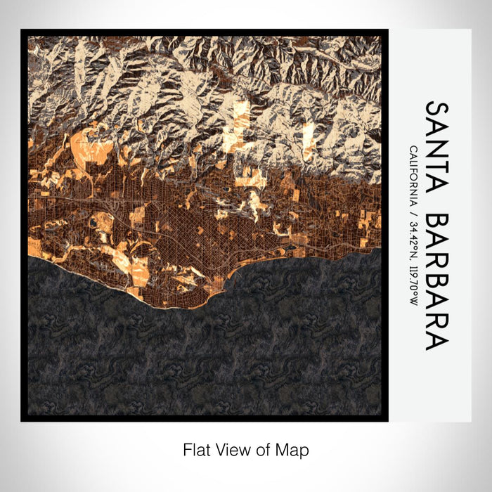 Rendered View of Santa Barbara California Map on 17oz Stainless Steel Insulated Tumbler in Ember Map Style