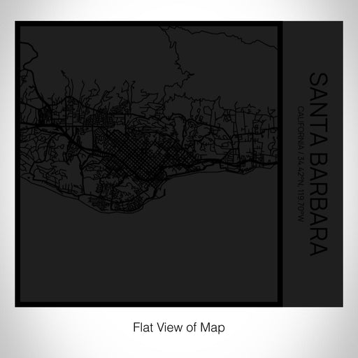 Rendered View of Santa Barbara California Map on 17oz Stainless Steel Insulated Tumbler in Matte Black with Tactile Lines