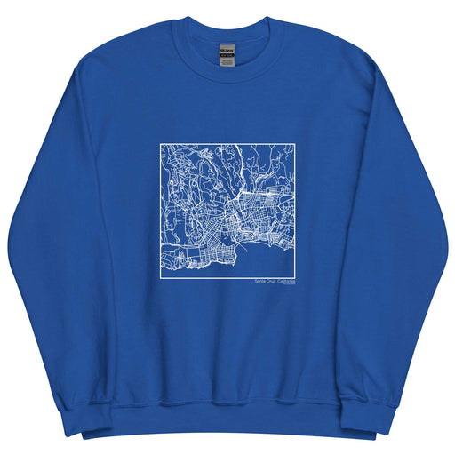 Santa Cruz California  Map Unisex Crewneck Sweater with City inscription in Royal Blue