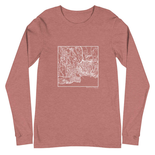 Santa Cruz California  Map Unisex Long-Sleeve T-shirt with City inscription in Heather Mauve