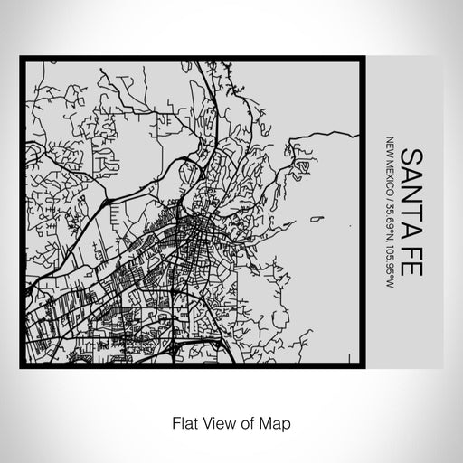 Rendered View of Santa Fe New Mexico Map on 20oz Stainless Steel Insulated Bottle with Bamboo Top with printed Tactile Lines Map in Black