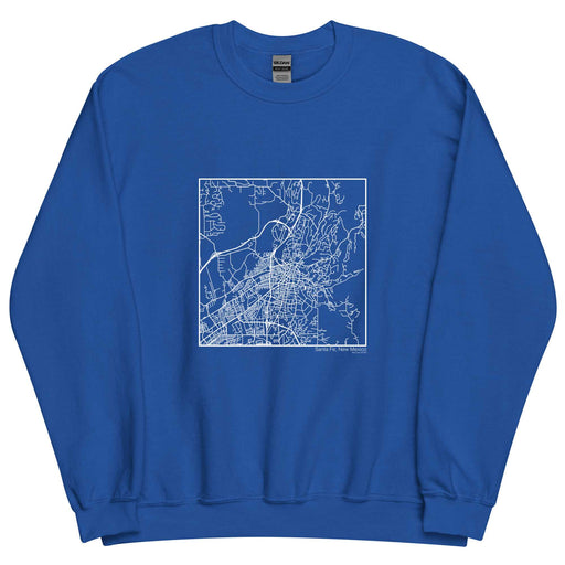Santa Fe New Mexico  Map Unisex Crewneck Sweater with City inscription in Royal Blue