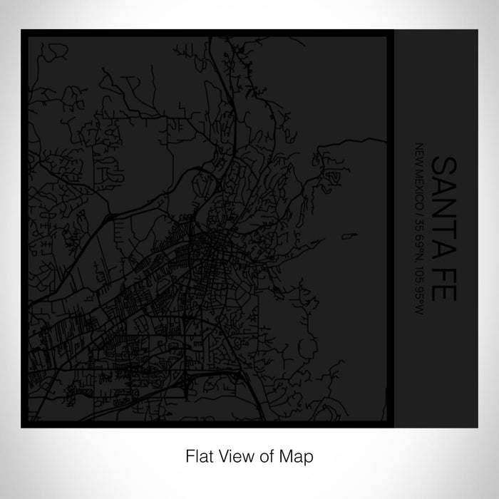 Rendered View of Santa Fe New Mexico Map on 17oz Stainless Steel Insulated Tumbler in Matte Black with Tactile Lines