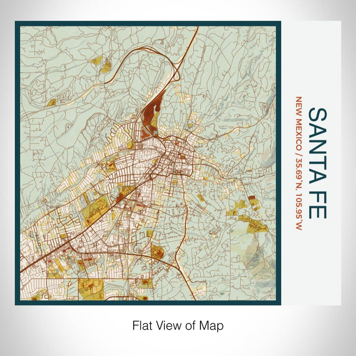 Rendered View of Santa Fe New Mexico Map on 17oz Stainless Steel Insulated Tumbler in Woodblock Map Style