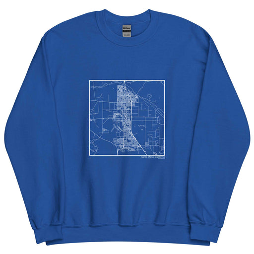 Santa Maria California  Map Unisex Crewneck Sweater with City inscription in Royal Blue