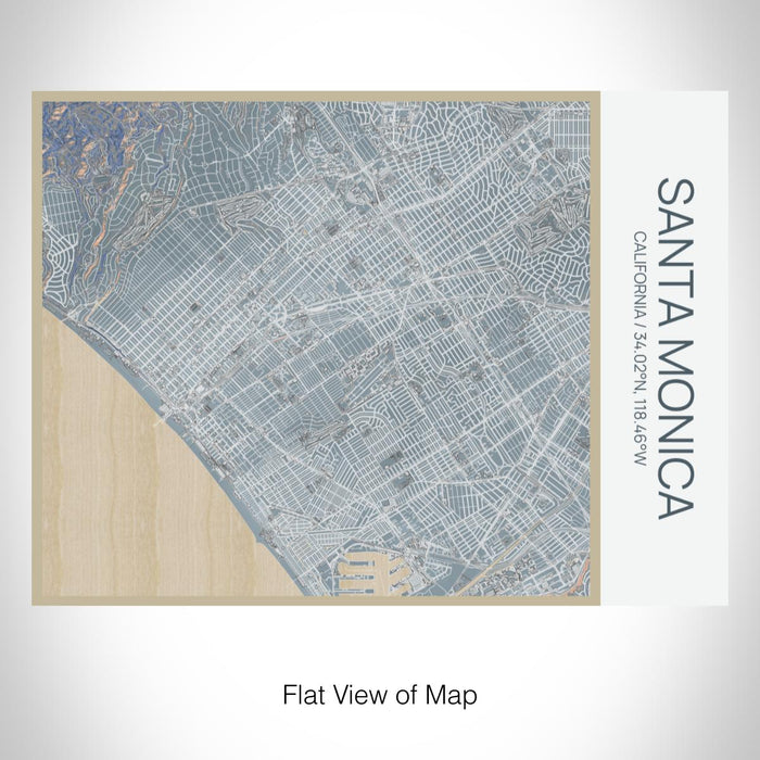 Rendered View of Santa Monica California Map on 20oz Stainless Steel Insulated Bottle with Bamboo Top with printed afternoon style map
