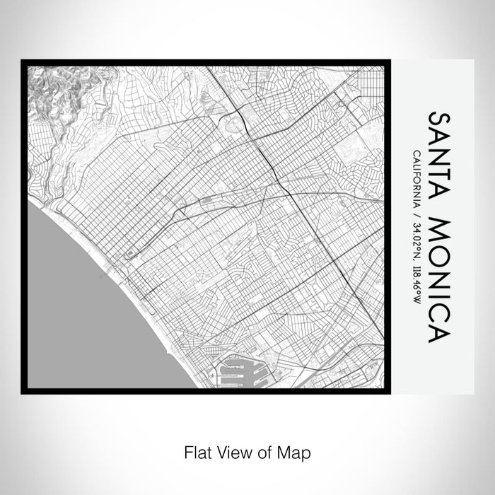 Rendered View of Santa Monica California Map on 20oz Stainless Steel Insulated Bottle with Bamboo Top with printed classic style map