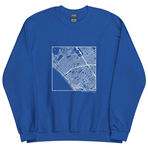 Santa Monica California  Map Unisex Crewneck Sweater with City inscription in Royal Blue