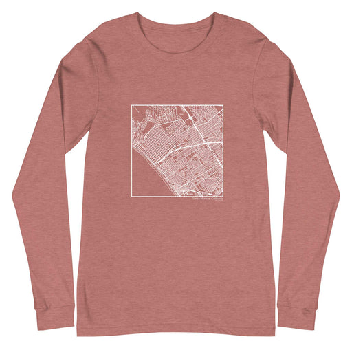 Santa Monica California  Map Unisex Long-Sleeve T-shirt with City inscription in Heather Mauve