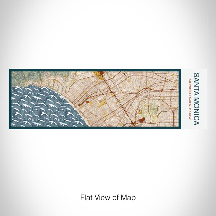Rendered View of Santa Monica California Map on 10oz Stainless Steel Insulated Cup in Woodblock with Sliding Lid