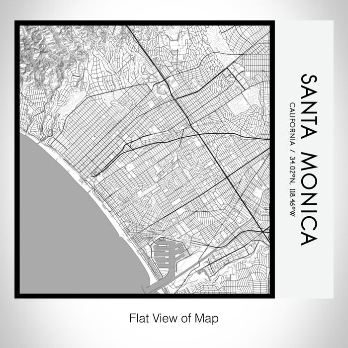 Rendered View of Santa Monica California Map on 17oz Stainless Steel Insulated Tumbler in Classic Map Style