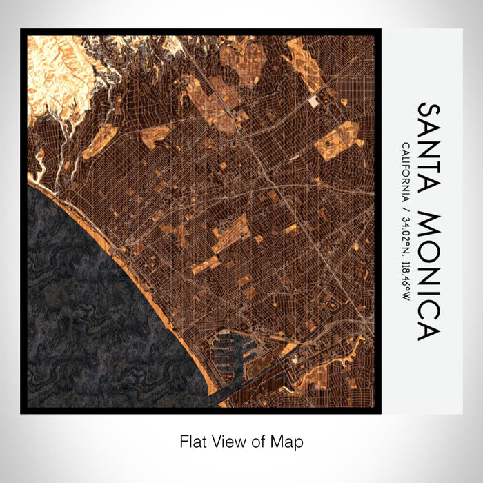 Rendered View of Santa Monica California Map on 17oz Stainless Steel Insulated Tumbler in Ember Map Style