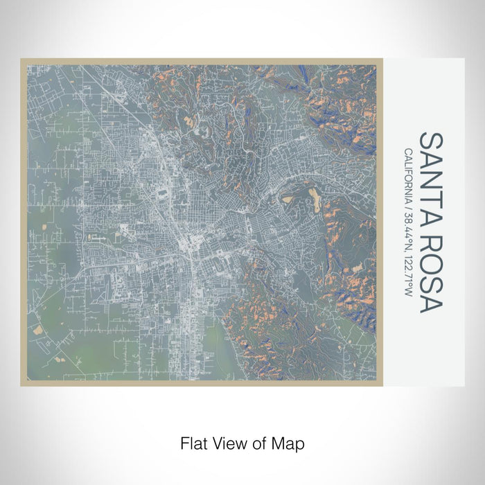 Rendered View of Santa Rosa California Map on 20oz Stainless Steel Insulated Bottle with Bamboo Top with printed afternoon style map
