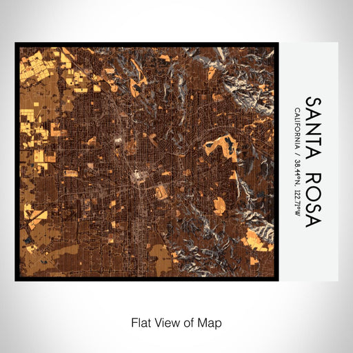 Rendered View of Santa Rosa California Map on 20oz Stainless Steel Insulated Bottle with Bamboo Top with printed ember style map