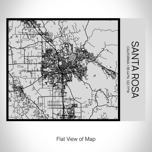 Rendered View of Santa Rosa California Map on 20oz Stainless Steel Insulated Bottle with Bamboo Top with printed Tactile Lines Map in Black