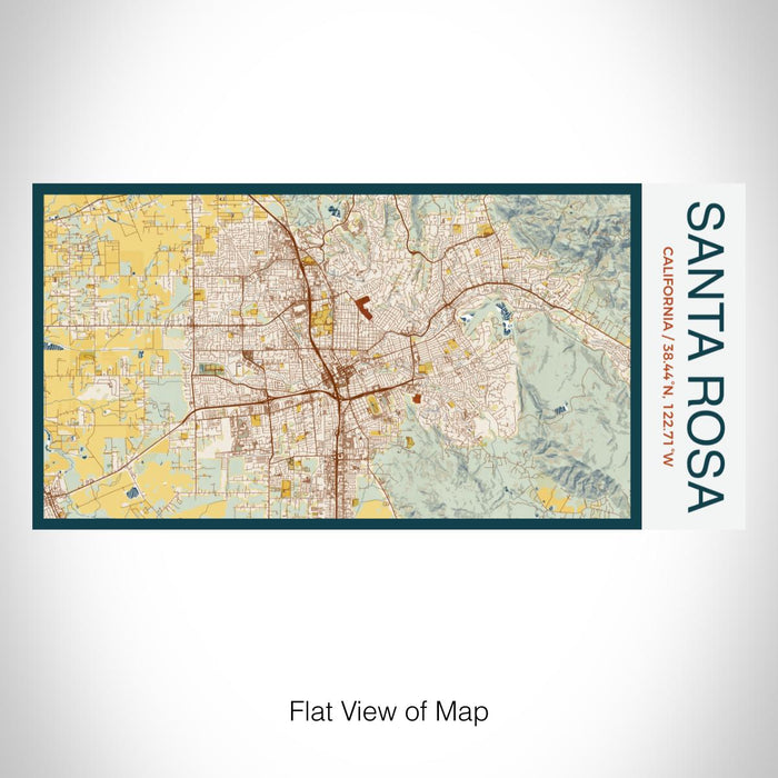 Rendered View of Santa Rosa California Map on 17oz Stainless Steel Insulated Bottle with printed woodblock style map
