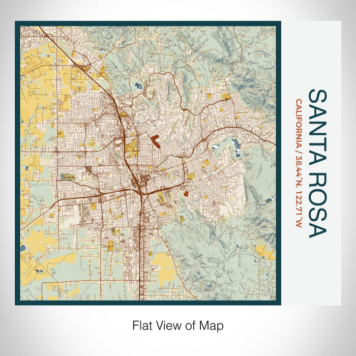 Rendered View of Santa Rosa California Map on 17oz Stainless Steel Insulated Tumbler in Woodblock Map Style
