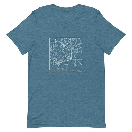 Santa Ynez California  Map Unisex T-Shirt with City inscription in Heather Teal