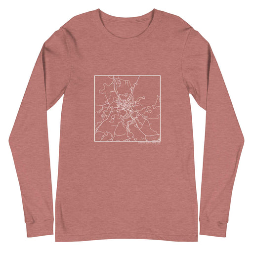 Saranac Lake New York  Map Unisex Long-Sleeve T-shirt with City inscription in Heather Mauve