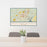 24x36 Saratoga Springs New York Map Print Lanscape Orientation in Woodblock Style Behind 2 Chairs Table and Potted Plant