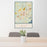 24x36 Saratoga Springs New York Map Print Portrait Orientation in Woodblock Style Behind 2 Chairs Table and Potted Plant