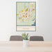 24x36 Saratoga Springs New York Map Print Portrait Orientation in Woodblock Style Behind 2 Chairs Table and Potted Plant