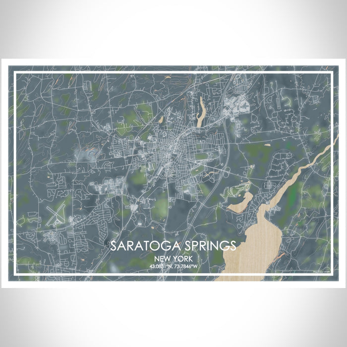Saratoga Springs New York Map Print Landscape Orientation in Afternoon Style With Shaded Background