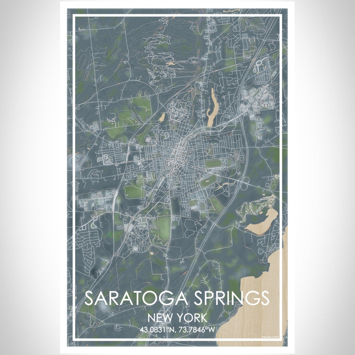 Saratoga Springs New York Map Print Portrait Orientation in Afternoon Style With Shaded Background