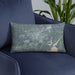 Custom Saratoga Springs New York Map Throw Pillow in Afternoon on Blue Colored Chair