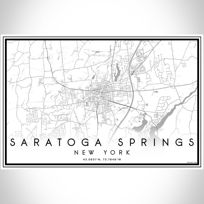 Saratoga Springs New York Map Print Landscape Orientation in Classic Style With Shaded Background