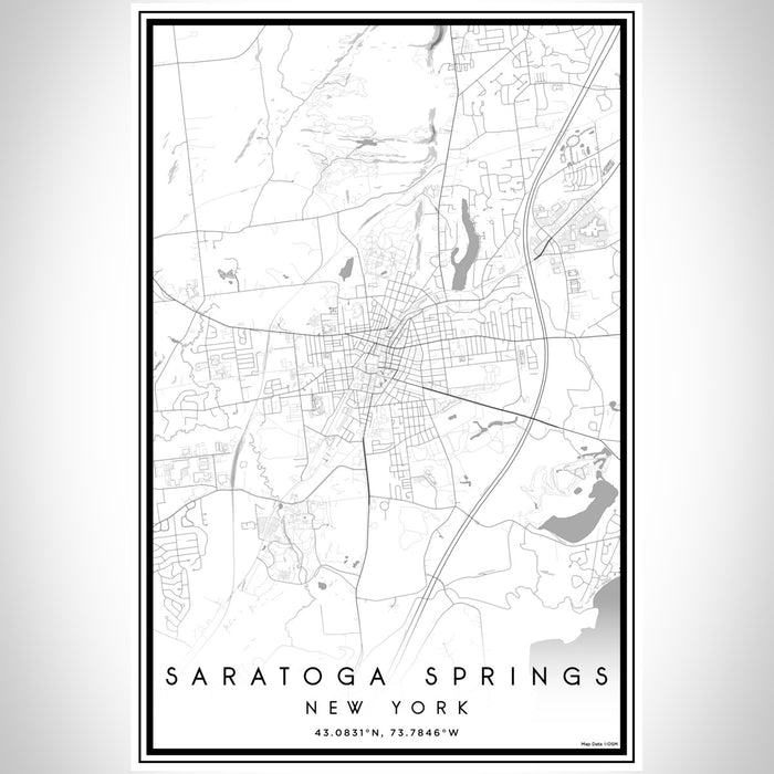 Saratoga Springs New York Map Print Portrait Orientation in Classic Style With Shaded Background