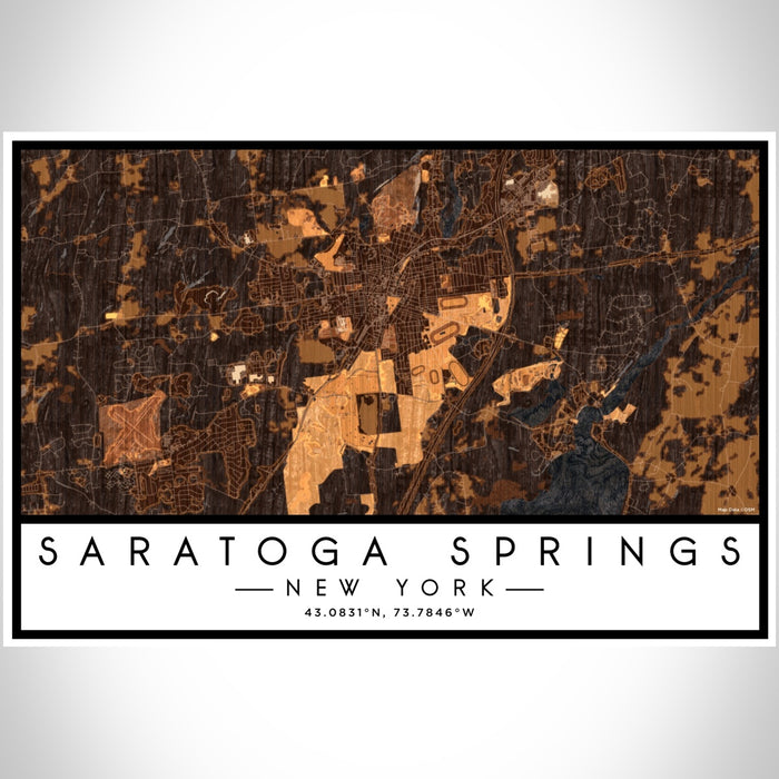 Saratoga Springs New York Map Print Landscape Orientation in Ember Style With Shaded Background