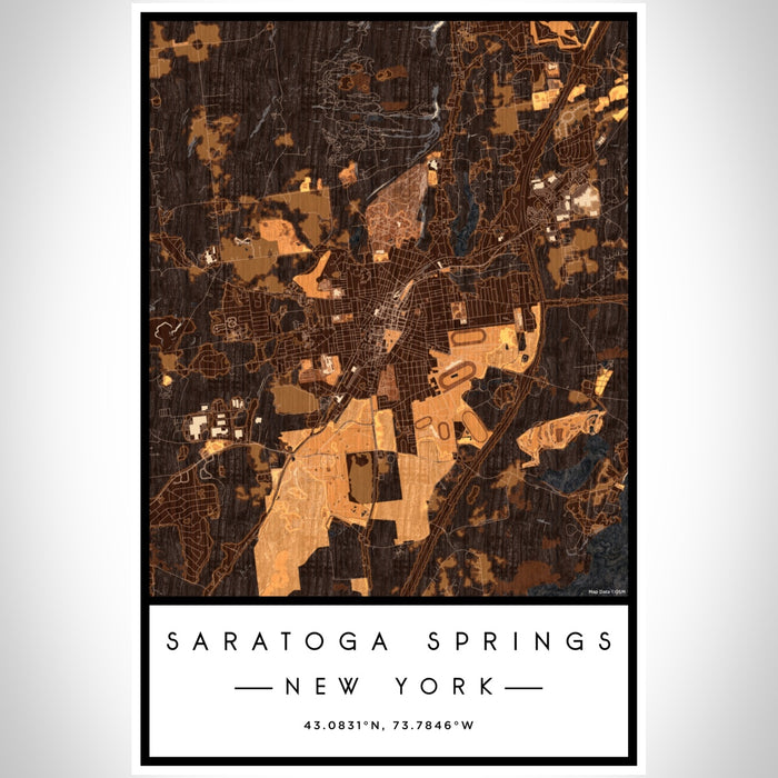Saratoga Springs New York Map Print Portrait Orientation in Ember Style With Shaded Background