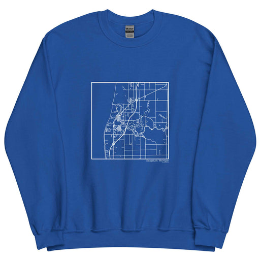 Saugatuck Michigan  Map Unisex Crewneck Sweater with City inscription in Royal Blue